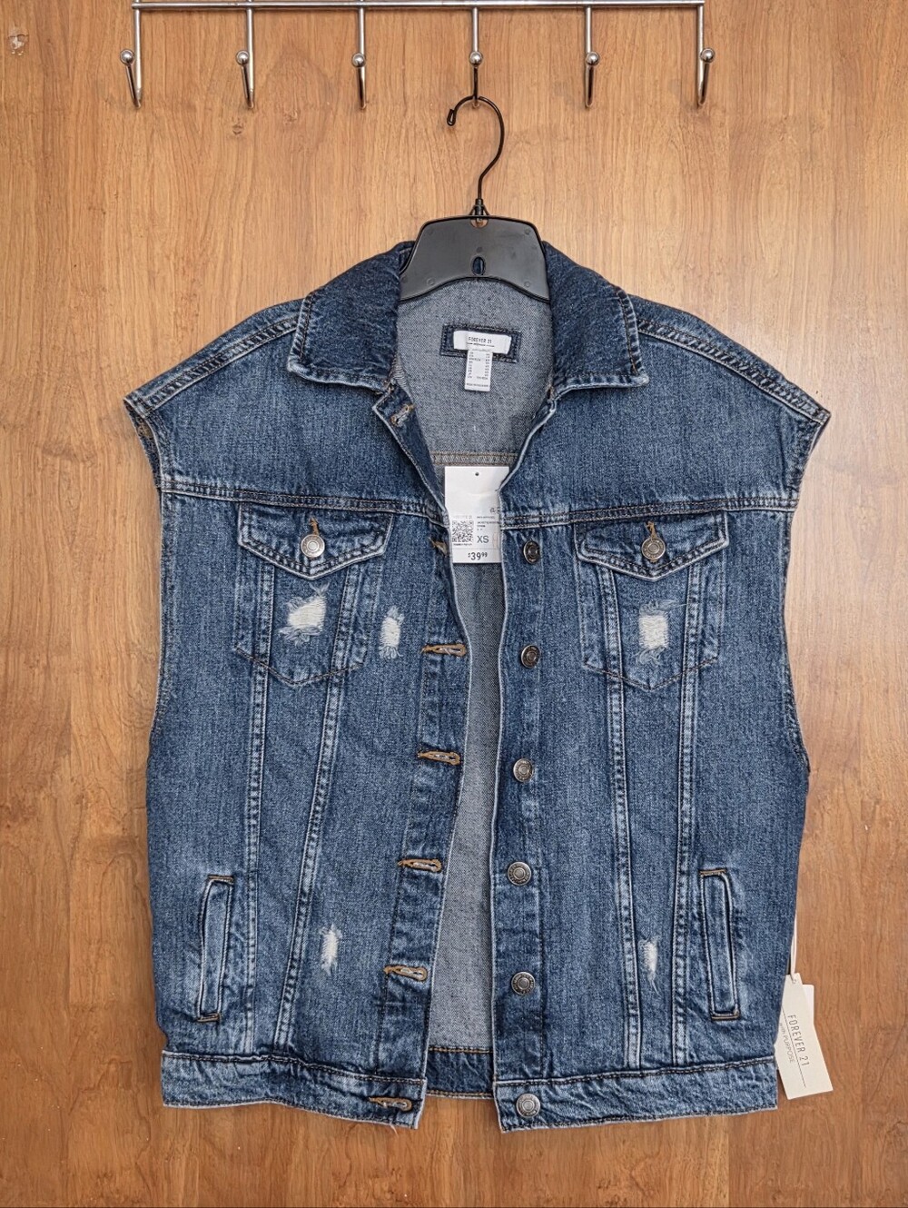 Forever 21 Dark Wash Oversized Denim Vest